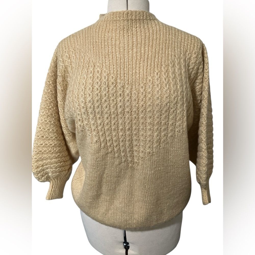 Vintage Hand Knit Sweater Size L Dolman Balloon Sleeves Grannycore Cottagecore
